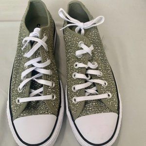 Women's Gray/White Woven Chuck Taylors.  Platform Style.  Size 8.5.